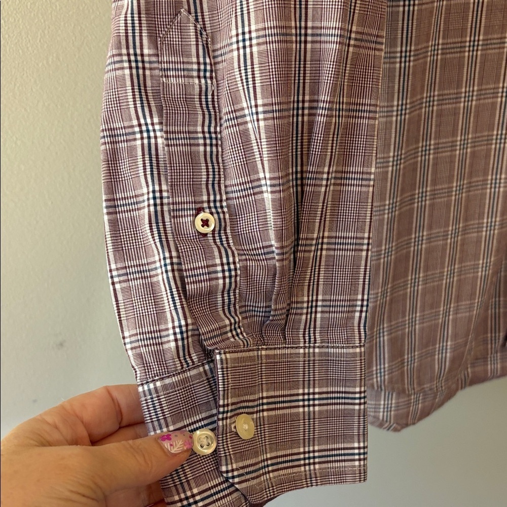IZOD Men's Casual Maroon/Navy/white Checkered/plaid Shirt Size XL - Picture 5 of 9